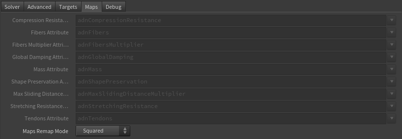 AdnMuscle parameter template maps tab