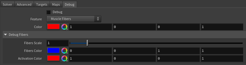 AdnMuscle parameter template debug tab