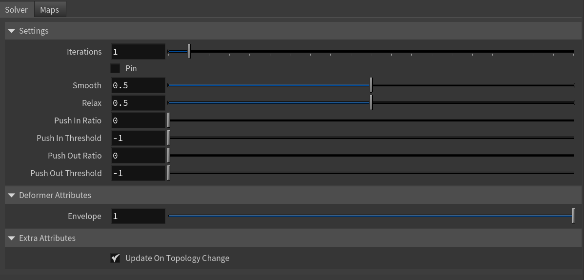 relax parameter template solver tab