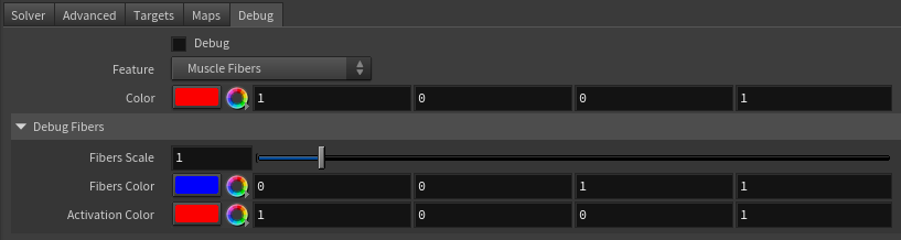 AdnRibbonMuscle parameter template debug tab