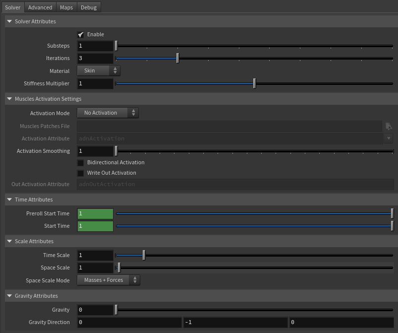 AdnSimshape parameter template solver tab