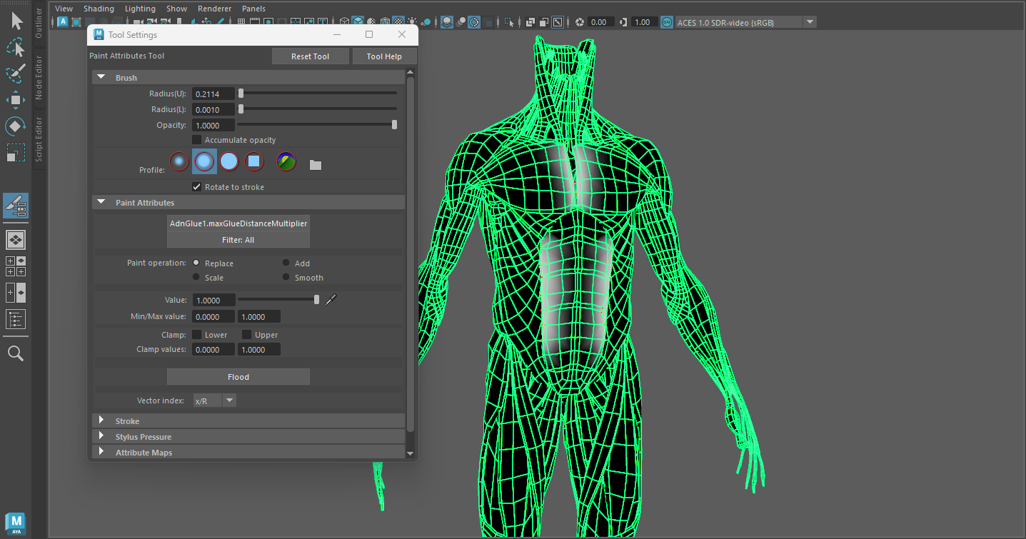 Glue Distance Multiplier map painted in specific areas