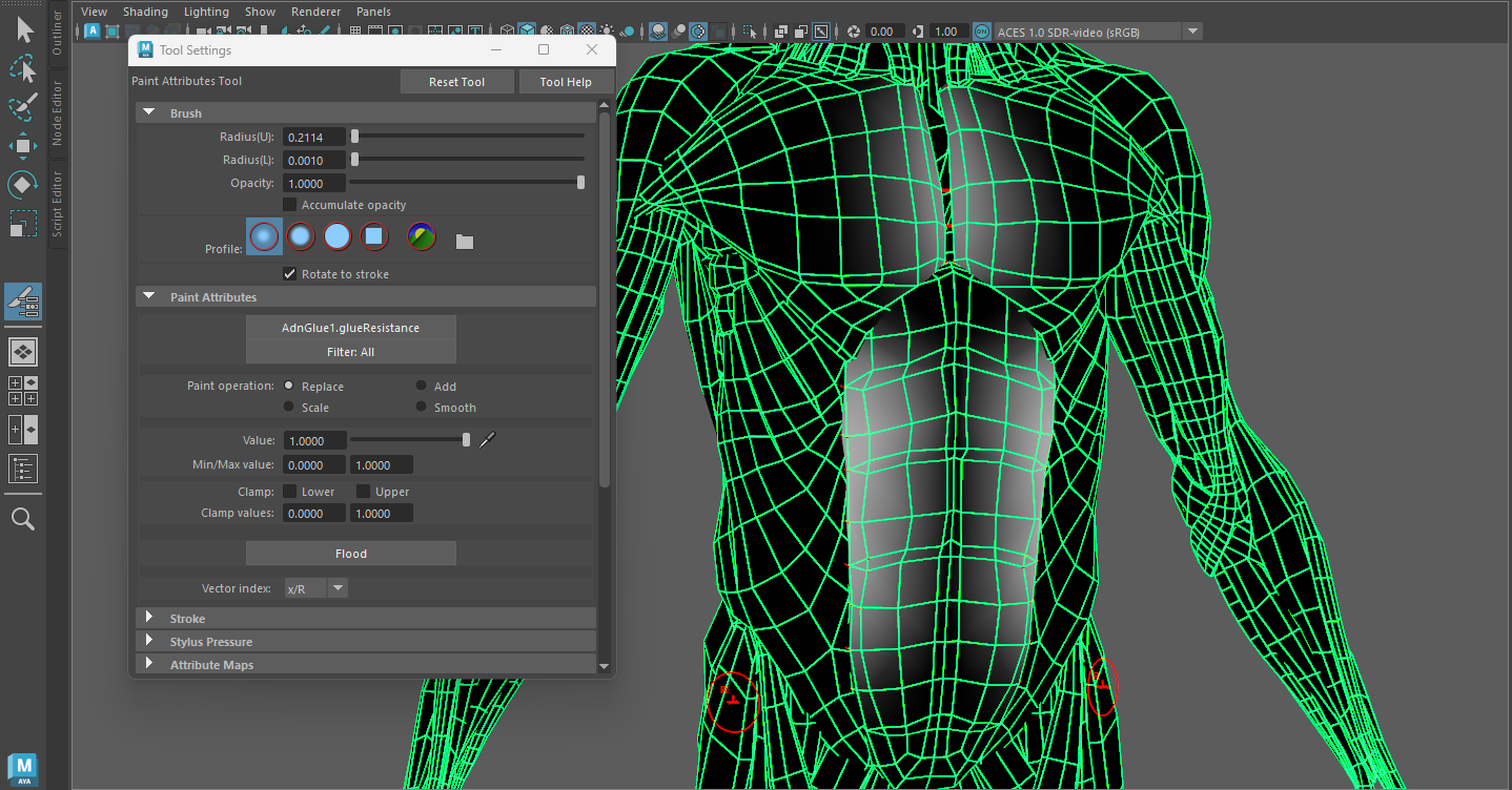 Glue Resistance map painted in specific areas