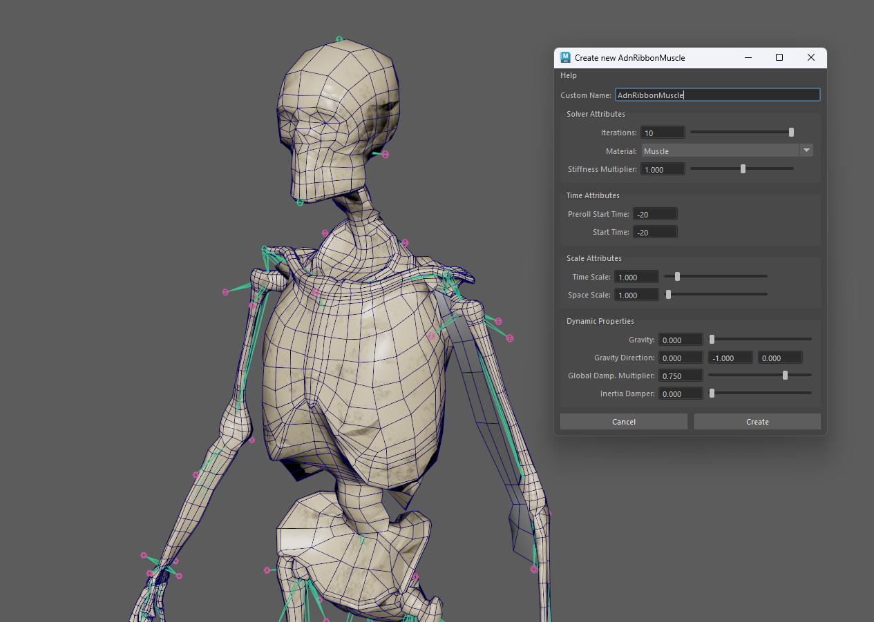 AdnRibbonMuscle custom creation UI