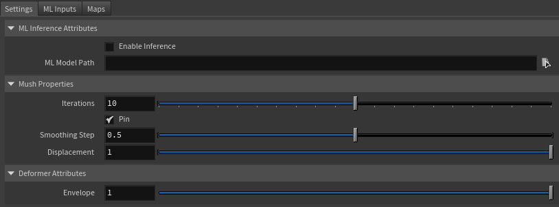 ML deformer parameter template (settings tab)