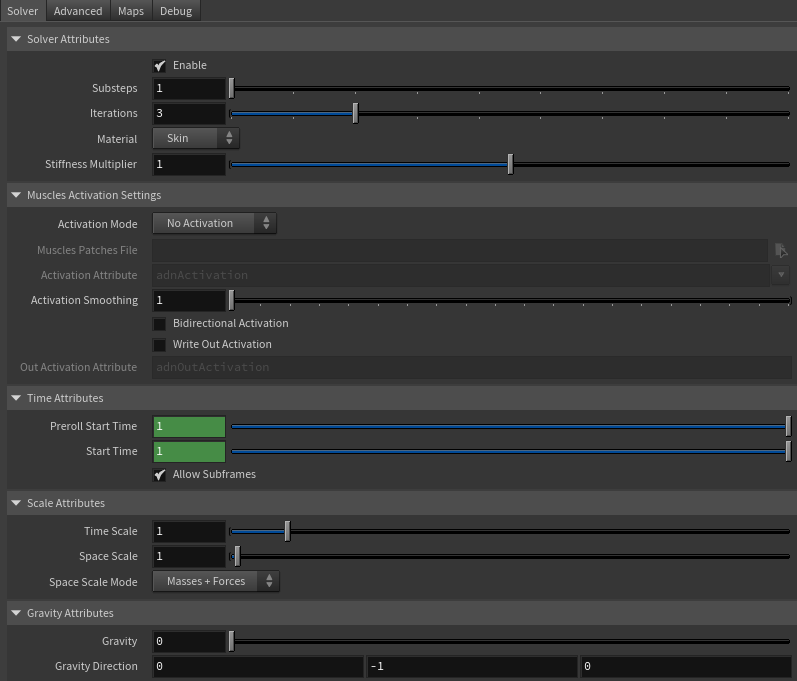 AdnSimshape parameter template solver tab