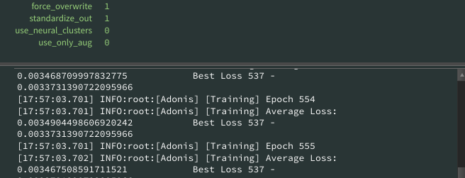 AdnMLTraining epoch and loss output