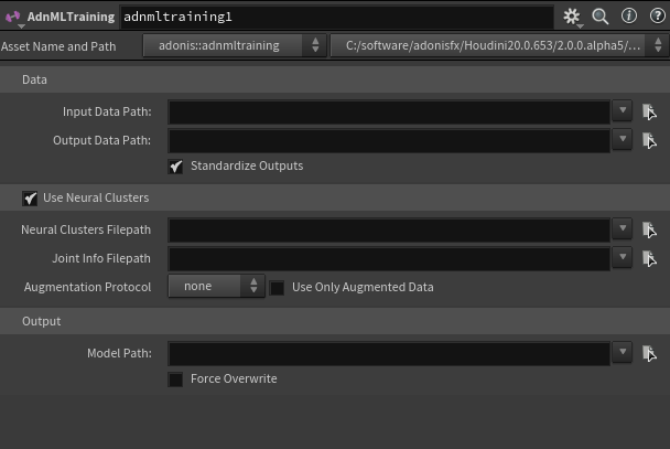 AdnMLTraining parameter template