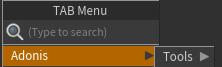 Adonis TAB menu TOPs