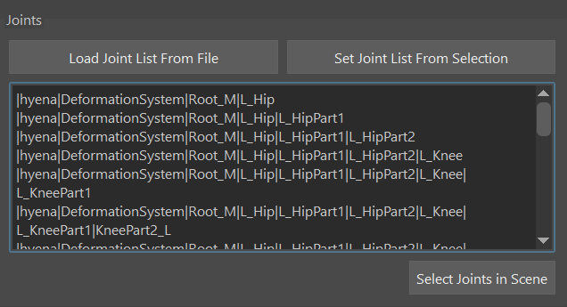 Data Extraction Tool joint selection