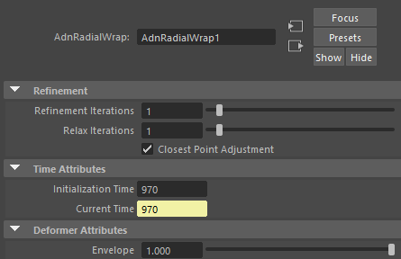 radial wrap attribute editor