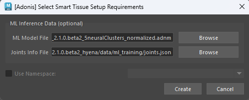 Creator tool for AdnSmartTissue with values