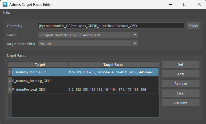 Adonis Target Faces Editor Tool With Values