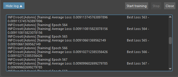 Training Tool epoch and loss output
