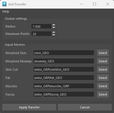 AdnTransfer tool filled UI