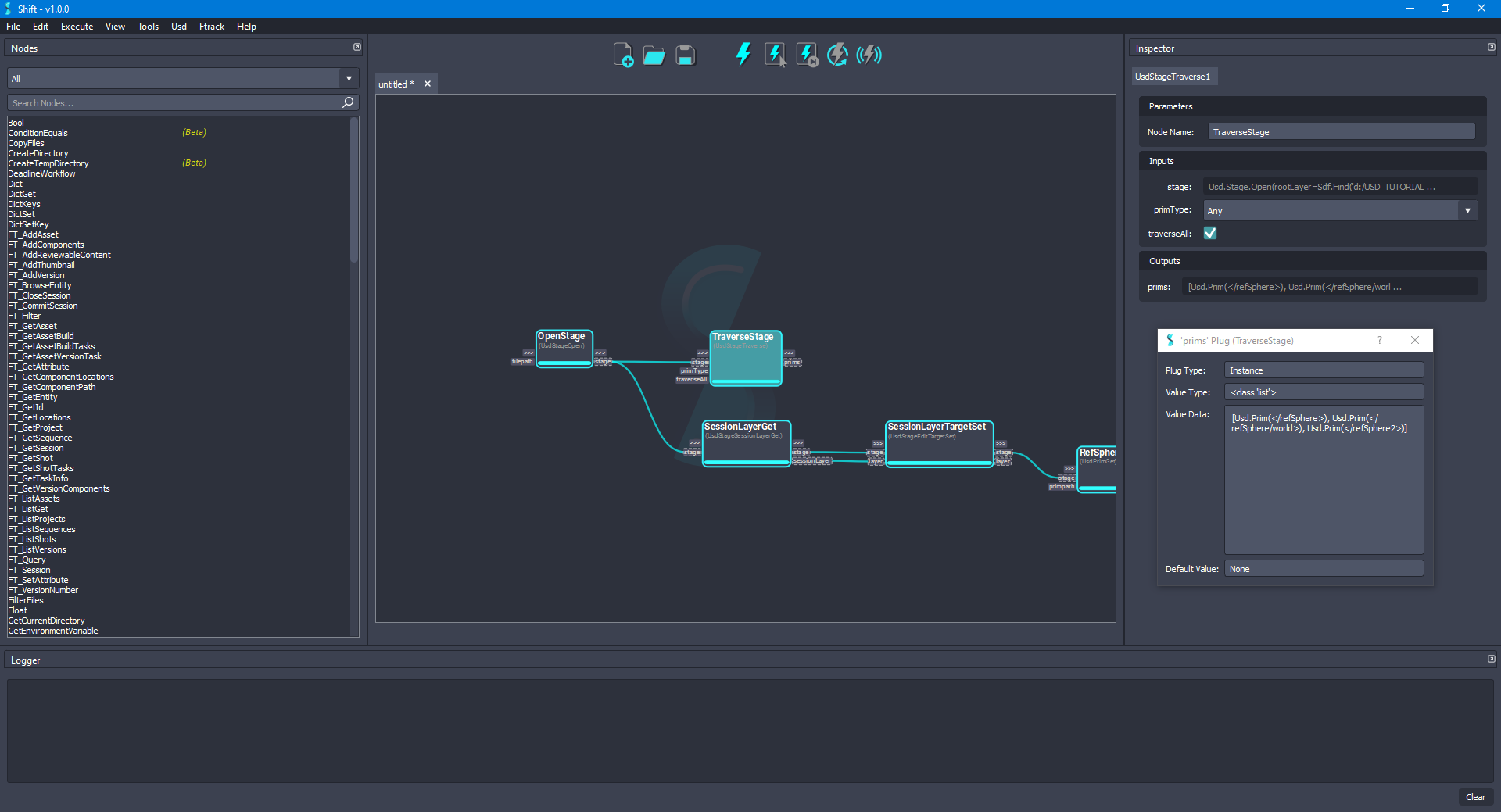 Re-executing the 'TraverseStage' node with traverseAll plug set to True.