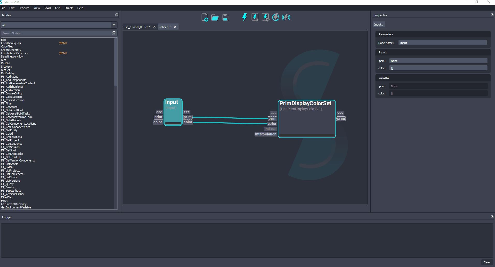 Added the 'Output' node and added the new plug.